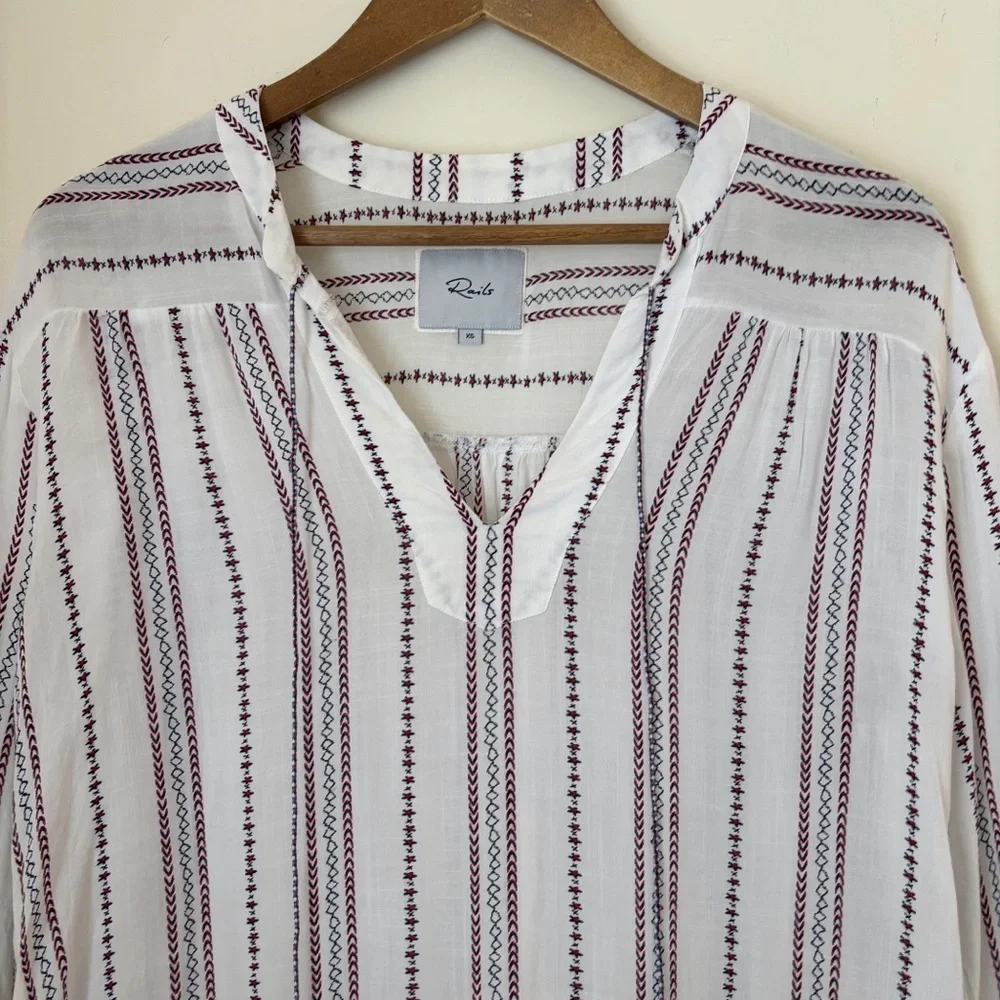 Rails Emily Braided Stripe Popover Top XS Coastal Summer